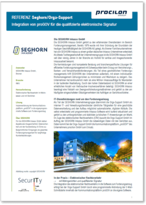 procilon referenz seghorn orga-support integration progov qualifizierte elektronische signatur