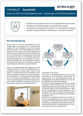 procilon Themenblatt GeschGehG - Gesetz zum Schutz von Geschäftsgeheimnissen
