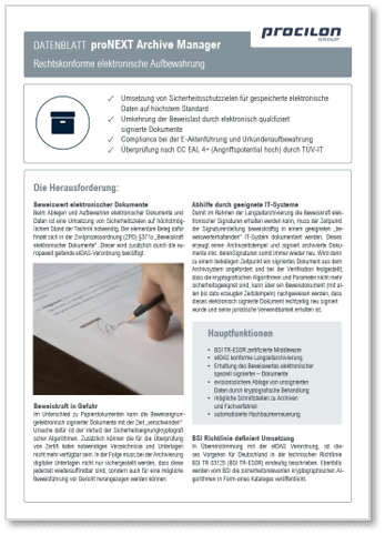 procilon Datenblatt proNEXT Archive Manager