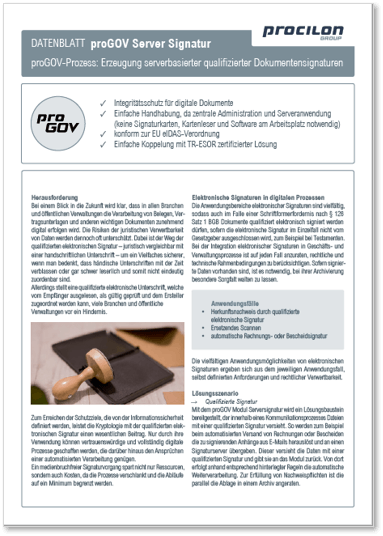 procilon Datenblatt proGOV Serversignatur