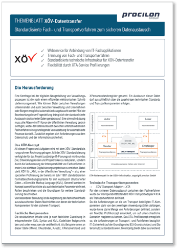 procilon Themenblatt XÖV- Datentransfer Standardisierte Fach- und Transportverfahren zum sicheren Datenaustausch