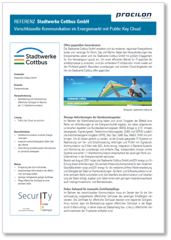 procilon Referenz Stadtwerke Cottbus Public Key Cloud