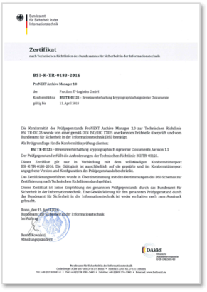 procilon BSI Zertifikat TR-ESOR