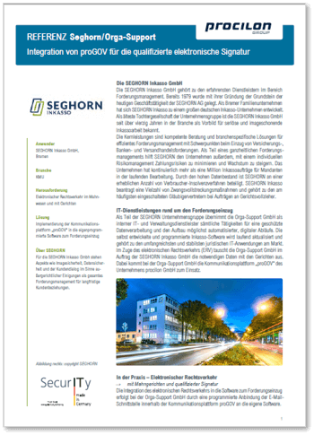 procilon referenz seghorn orga-support integration progov qualifizierte elektronische signatur