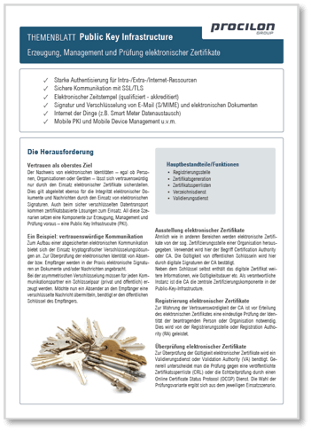 procilon Themenblatt Public Key Infrastructure